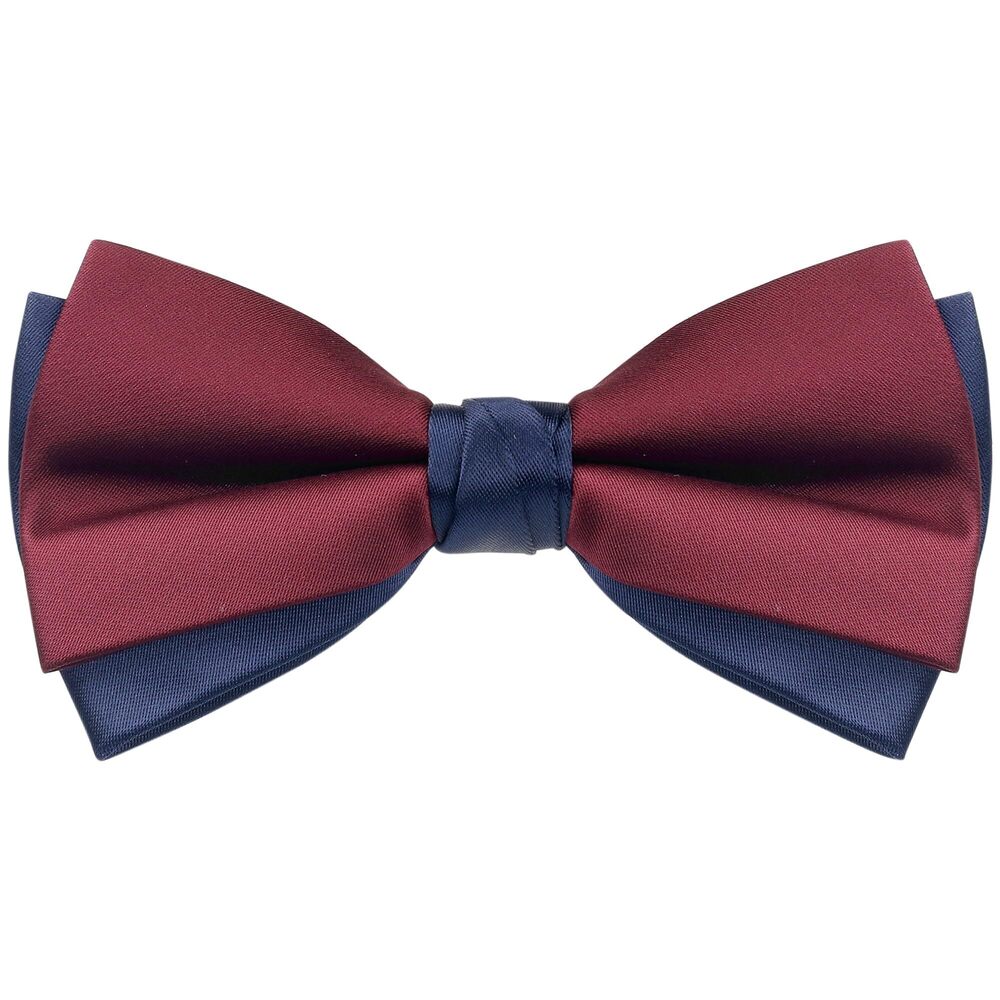 4086 Contrast Color Bow Tie Dual Layered Bowtie Pre-tied Bow Ties